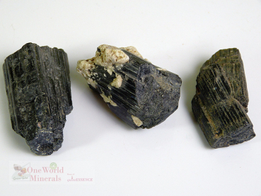 3 Turmalinkristalle, schwarz , Himalaya - Unikate